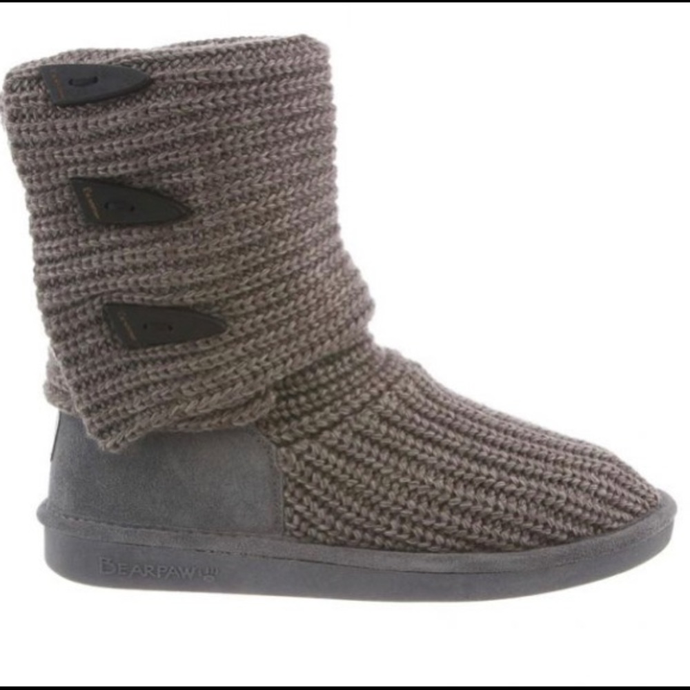 Bearpaw Womens Gray Tall Knit Boots